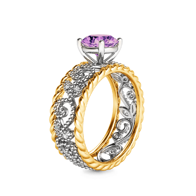 Anillo Vintage de Cuerda Trenzada con Piedra Redonda