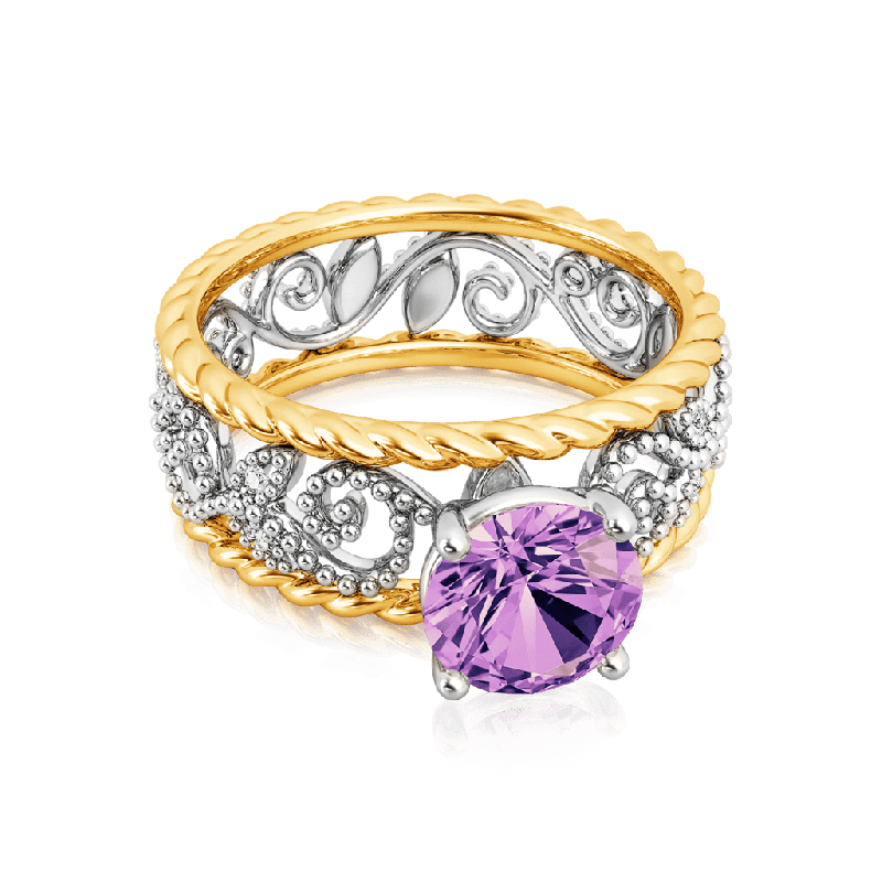 Anillo Vintage de Cuerda Trenzada con Piedra Redonda