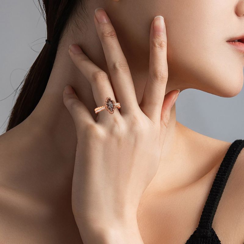 Anillo Vintage Marquesa Halo Marrón
