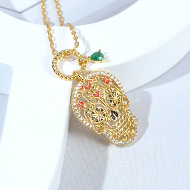 Collar de Cuerda Trenzada Calavera de Azucar