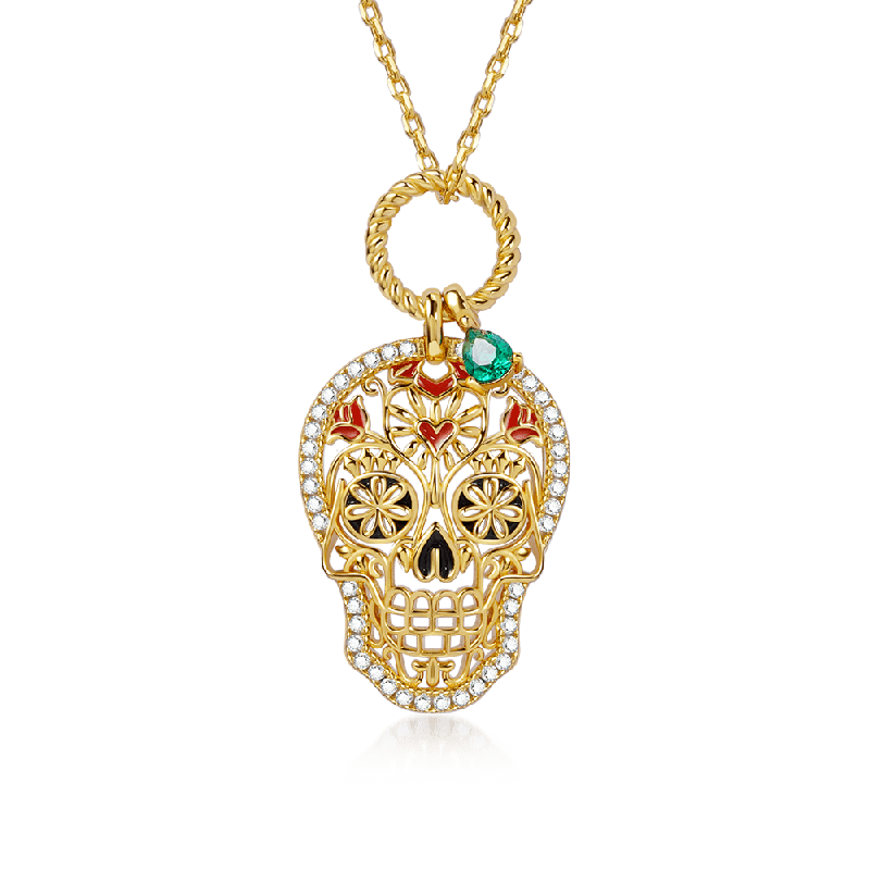 Collar de Cuerda Trenzada Calavera de Azucar