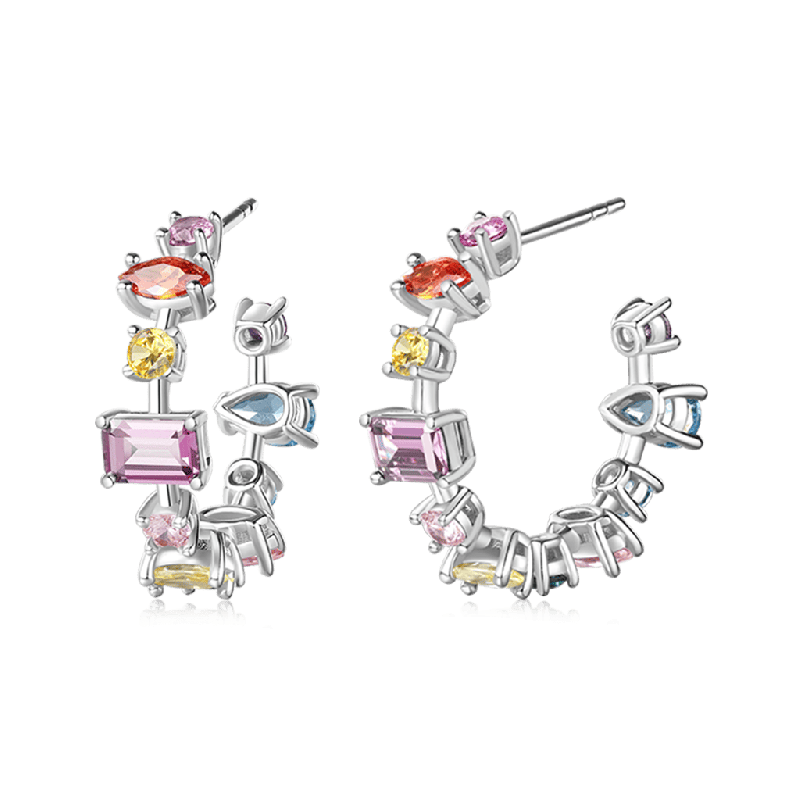 Pendientes de Aro Multicolor y Cortes Mixtos