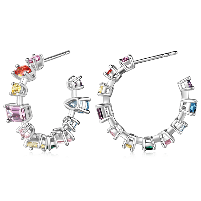 Pendientes de Aro Multicolor y Cortes Mixtos