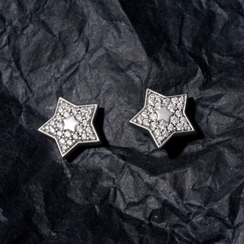 Pendientes de Estrella con Pavé de Topacio Blanco