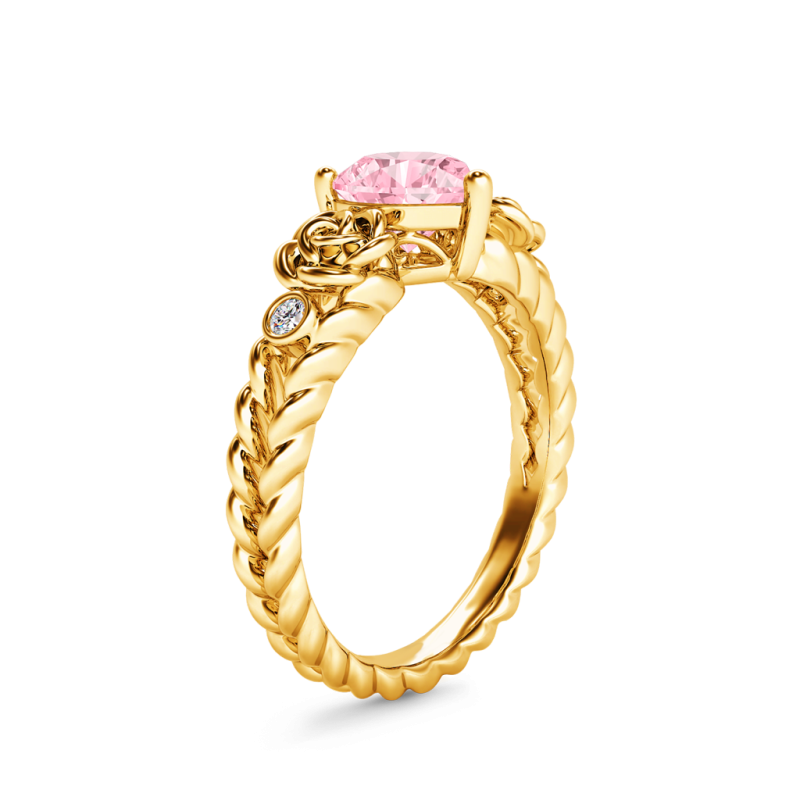 Anillo de Compromiso Corazón Rosa Flor