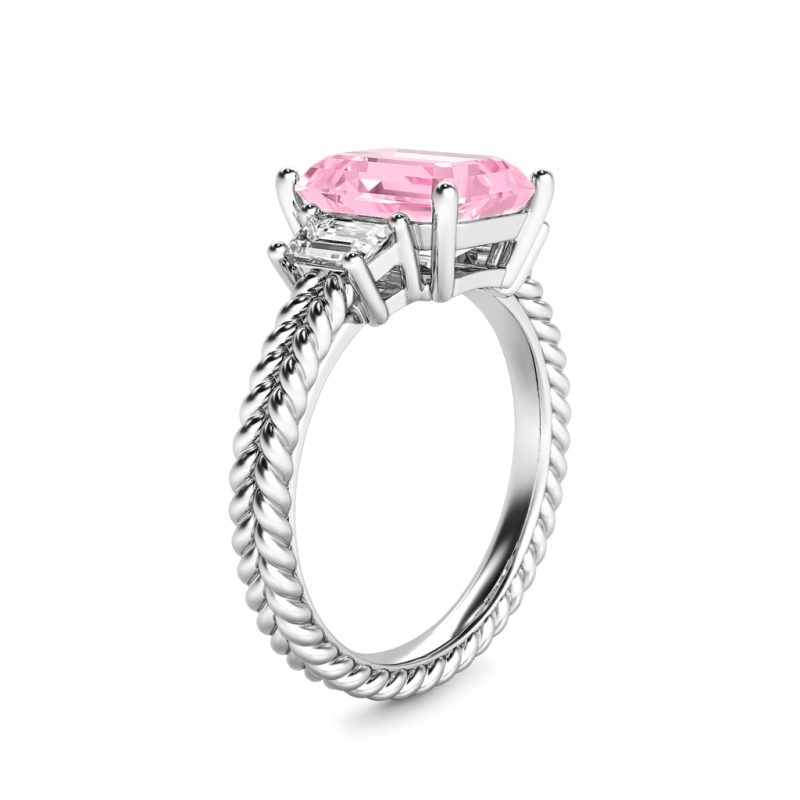 Anillo de Tres Piedras Corte Esmeralda