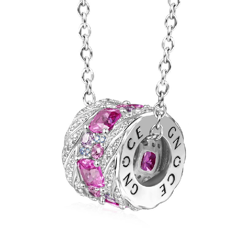Collar De Tambor Con Cuerda Trenzada De Gemas Fucsias