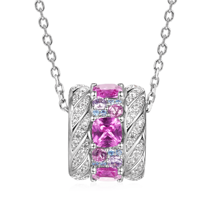 Collar De Tambor Con Cuerda Trenzada De Gemas Fucsias