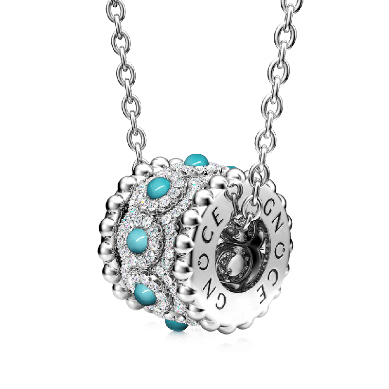 Collar De Tambor Con Colgante De Halo Turquesa