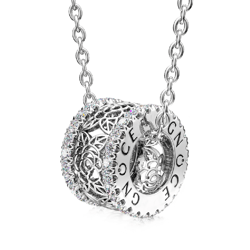 Collar De Colgante De Tambor De Flor De Rosa