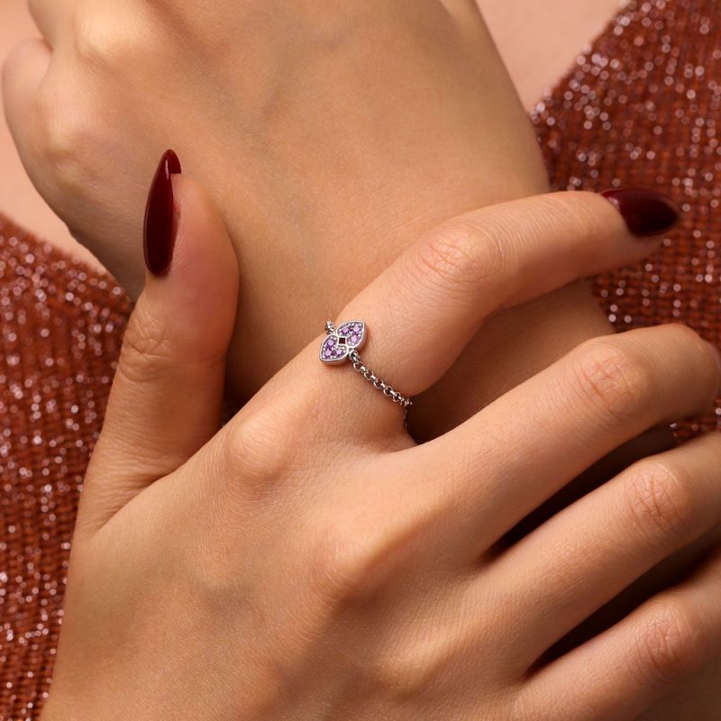 Anillo de Amor Inicial de Cadena Ajustable
