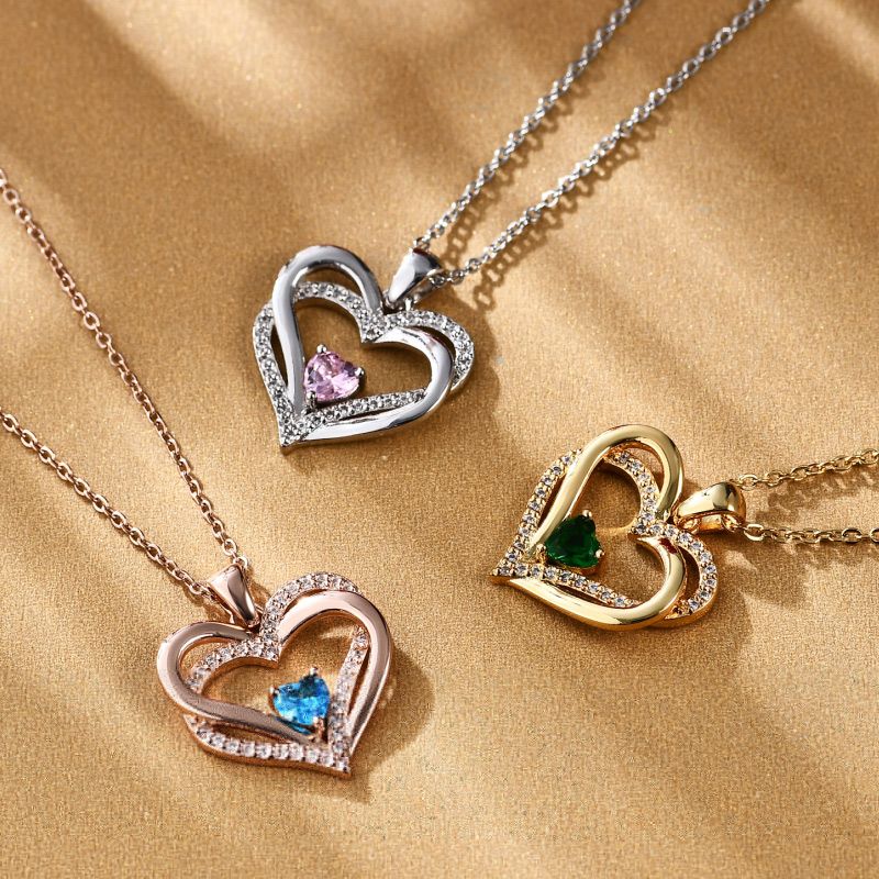 Collar de Corazón con Piedra de Nacimiento