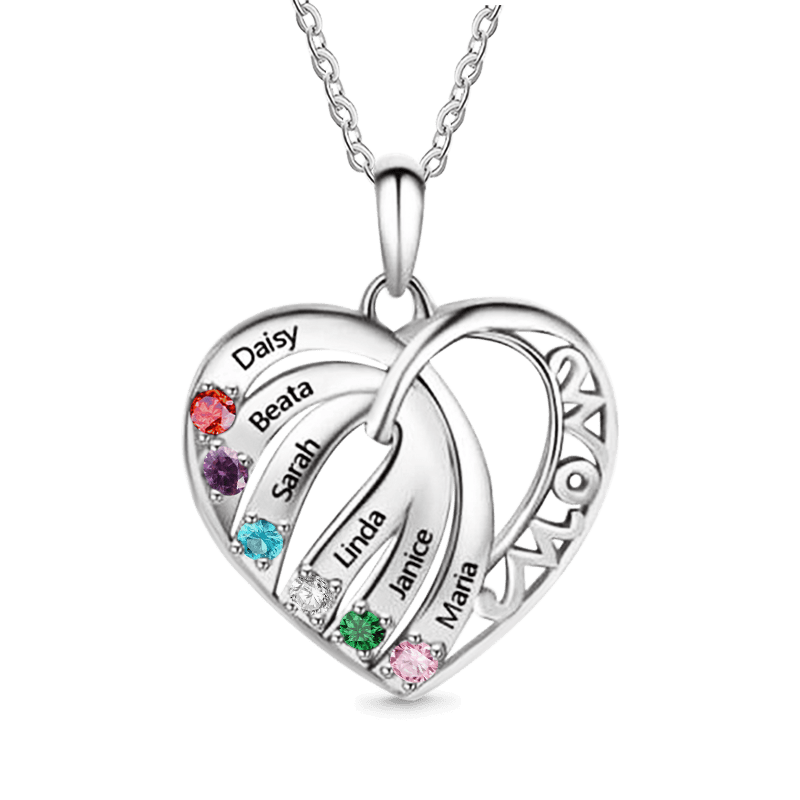 Collar en forma de Corazón con el Nombre de la Familia MAMÁ