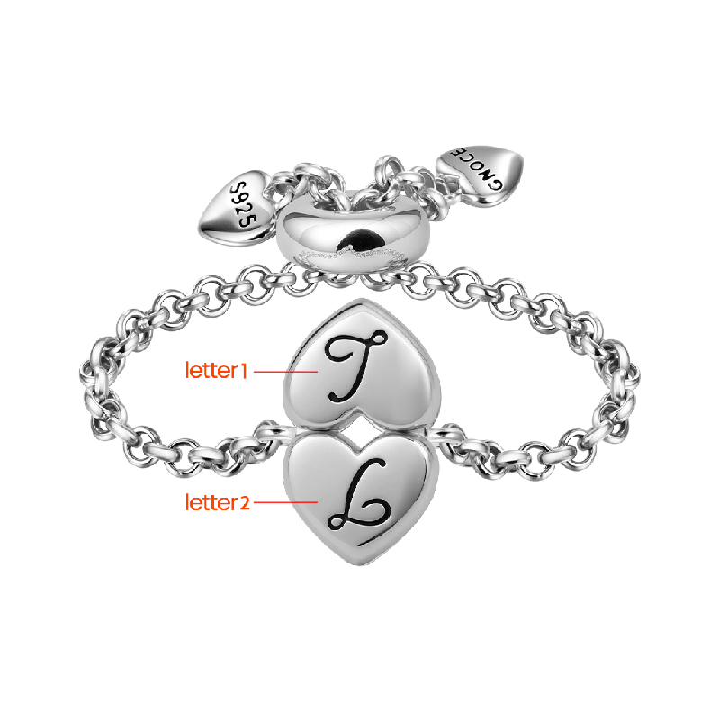 Anillo de Amor Inicial de Cadena Ajustable