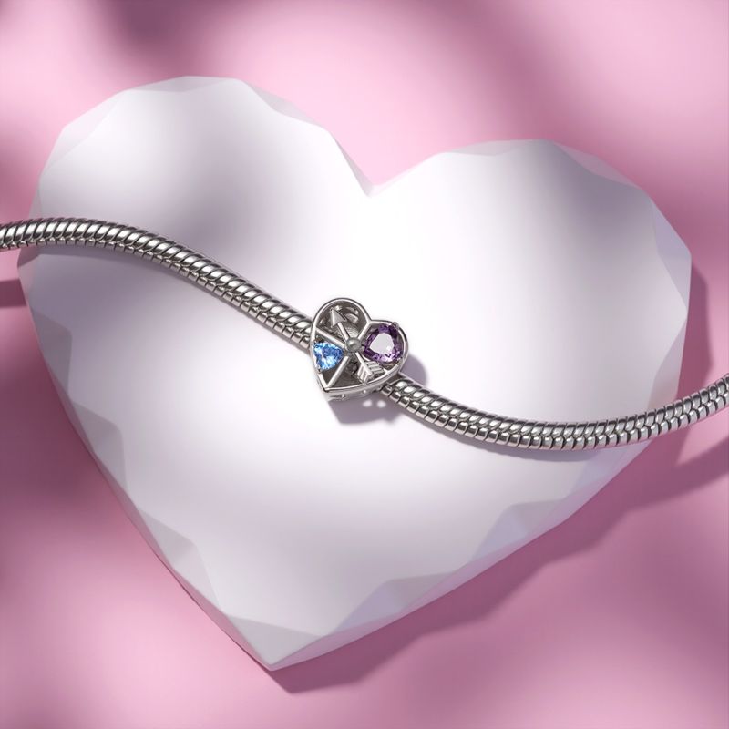 Charm de Flecha Rotativa con Reloj de Amor