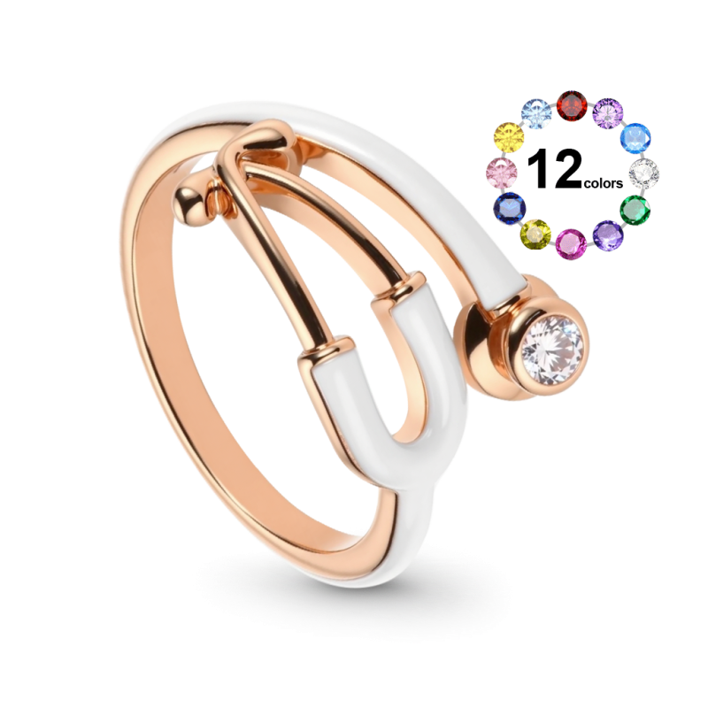 Anillo Piedra Natal con Estetoscopio