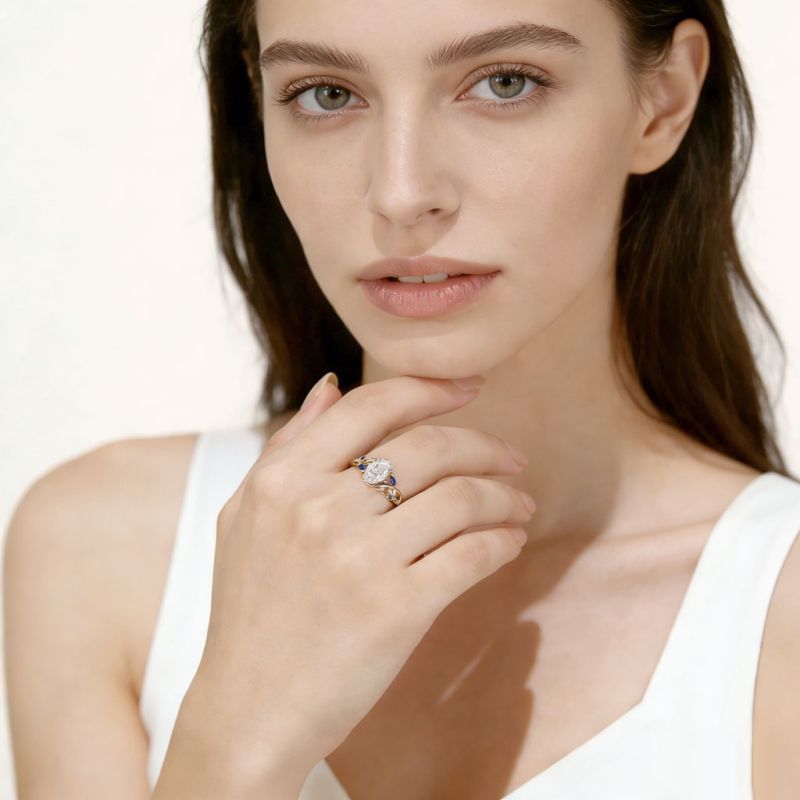 Anillo Compromiso Corte Oval Hojoso