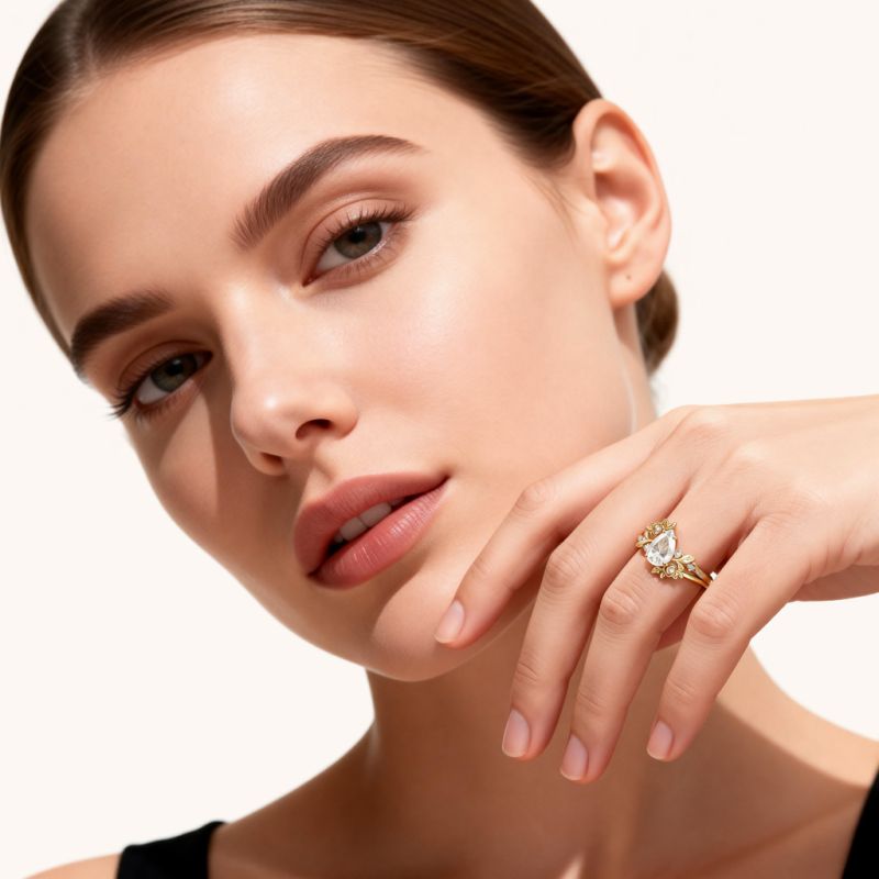 Set Anillo Compromiso Floral