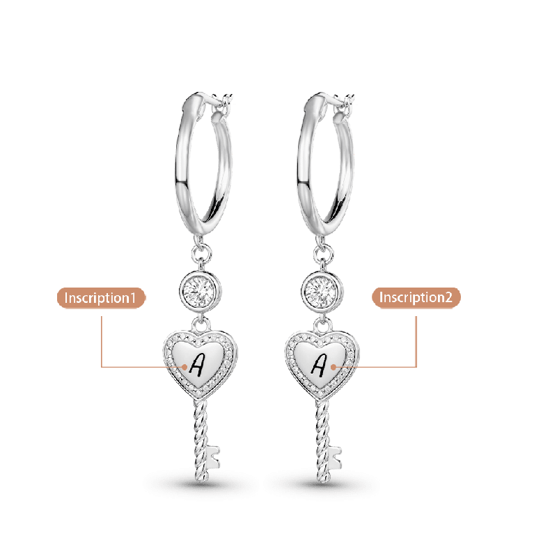 Pendientes Aro Llave Corazón