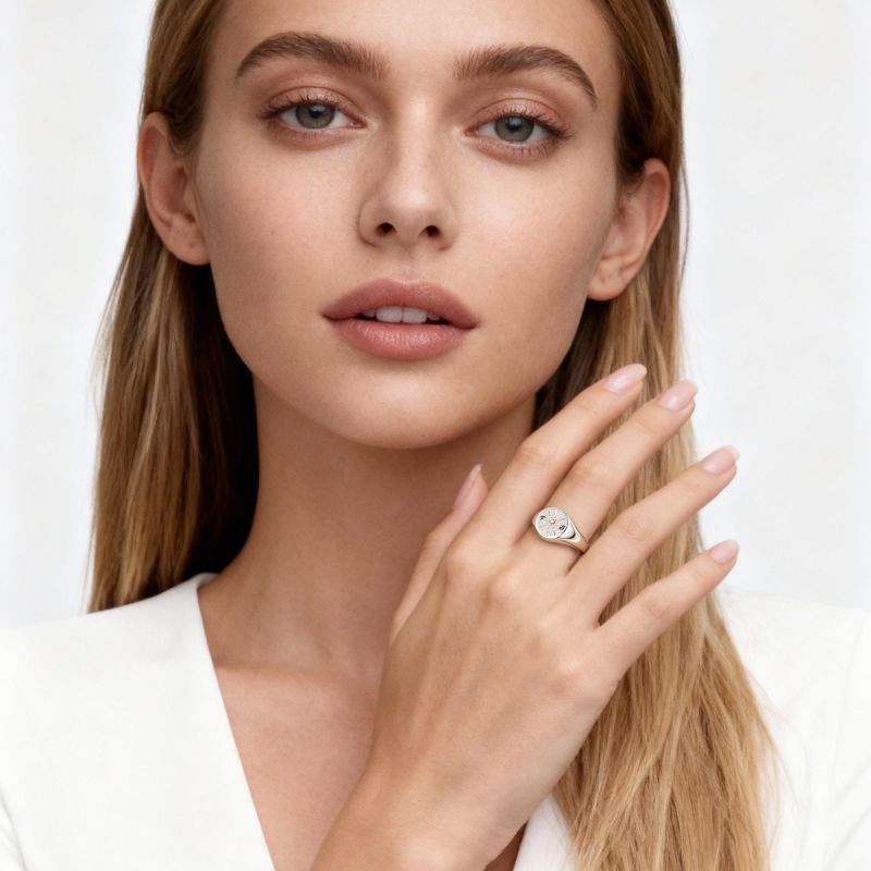 Anillo Sello Corazón Brújula