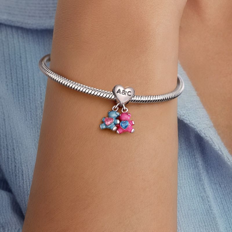Piedra de nacimiento Oso Abraza Colgante de Corazón