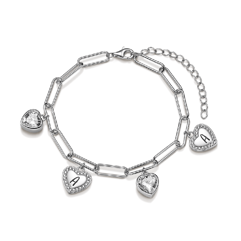 Pulsera de cadena grabable en forma de corazón