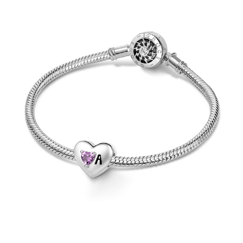 Amuleto de corazón personalizado con inicial y piedra de nacimiento