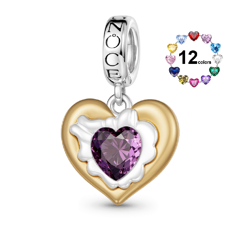 Amuleto grabable de corazón con piedra de nacimiento