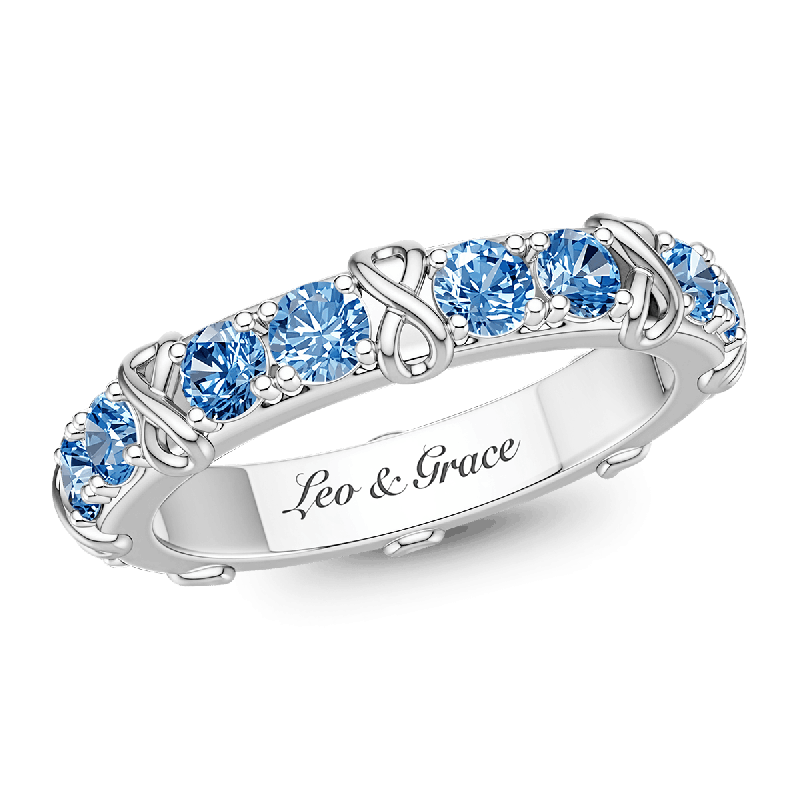 Anillo grabable con símbolo infinito y piedra de nacimiento
