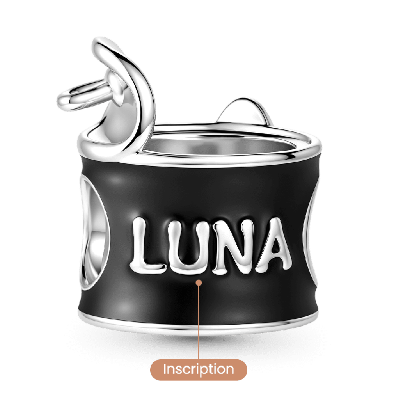 Amuleto de Lata de Comida para Gatos Negra