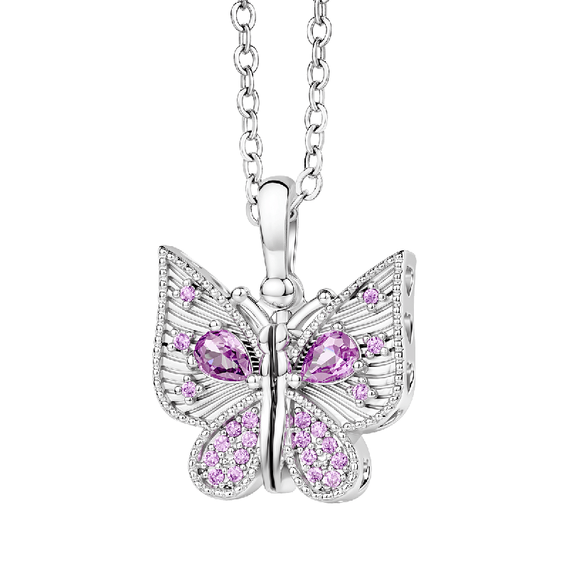 Colgante grabable de corazón de mariposa abrible