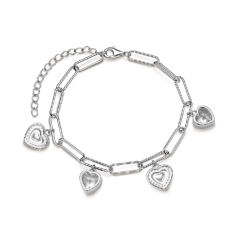 Pulsera de cadena grabable en forma de corazón