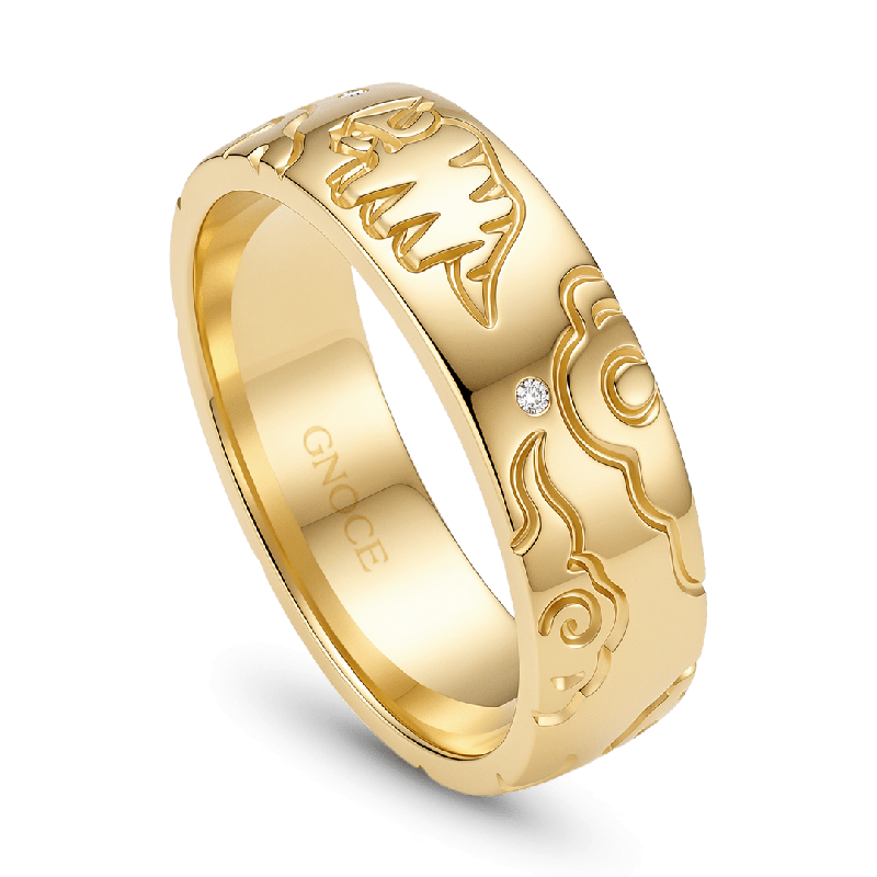 Anillo grabado con bisonte volador