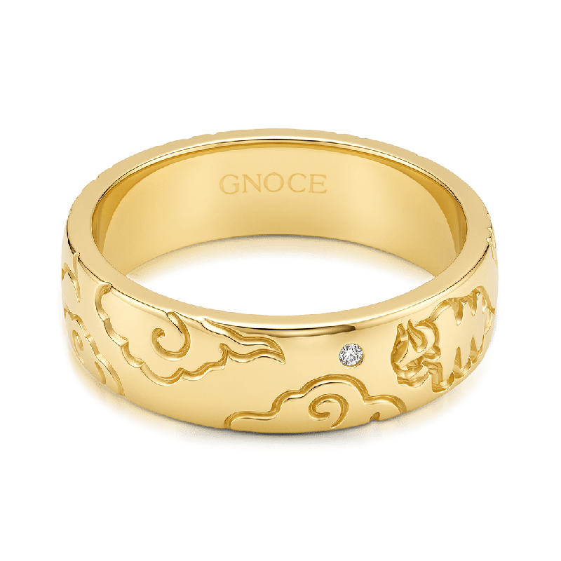 Anillo grabado con bisonte volador