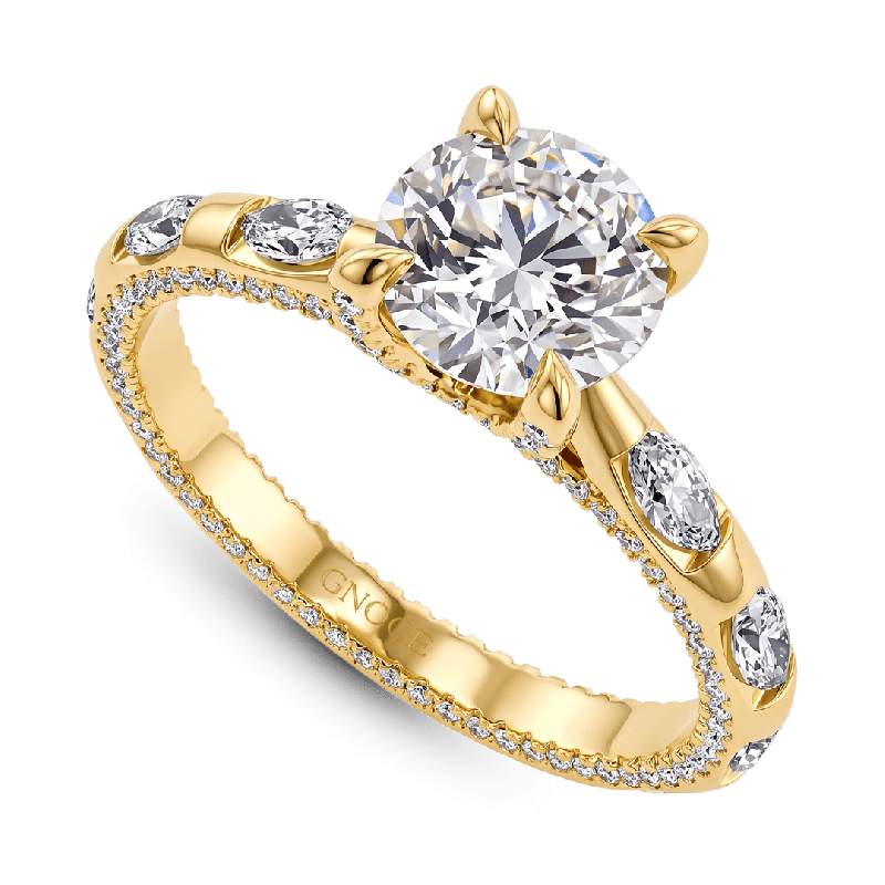 Anillo redondo de moissanita Milgrain