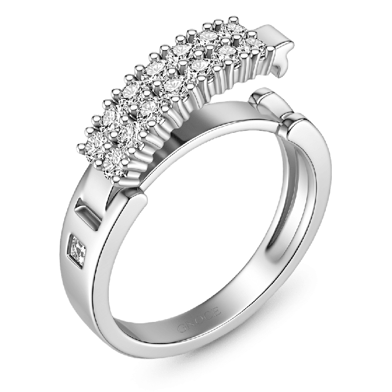 Anillo de inscripción de dos filas con diamantes