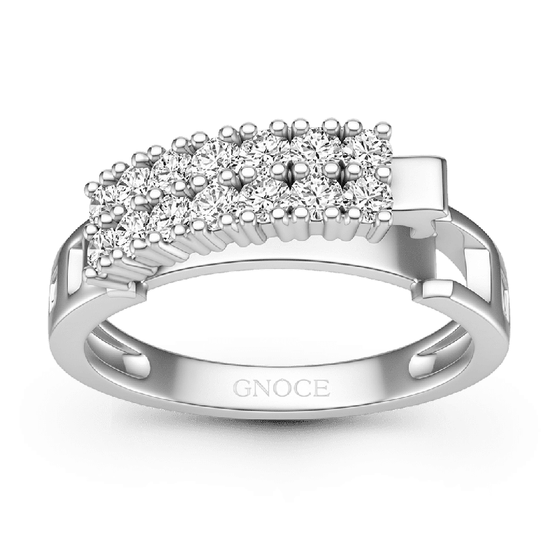 Anillo de inscripción de dos filas con diamantes