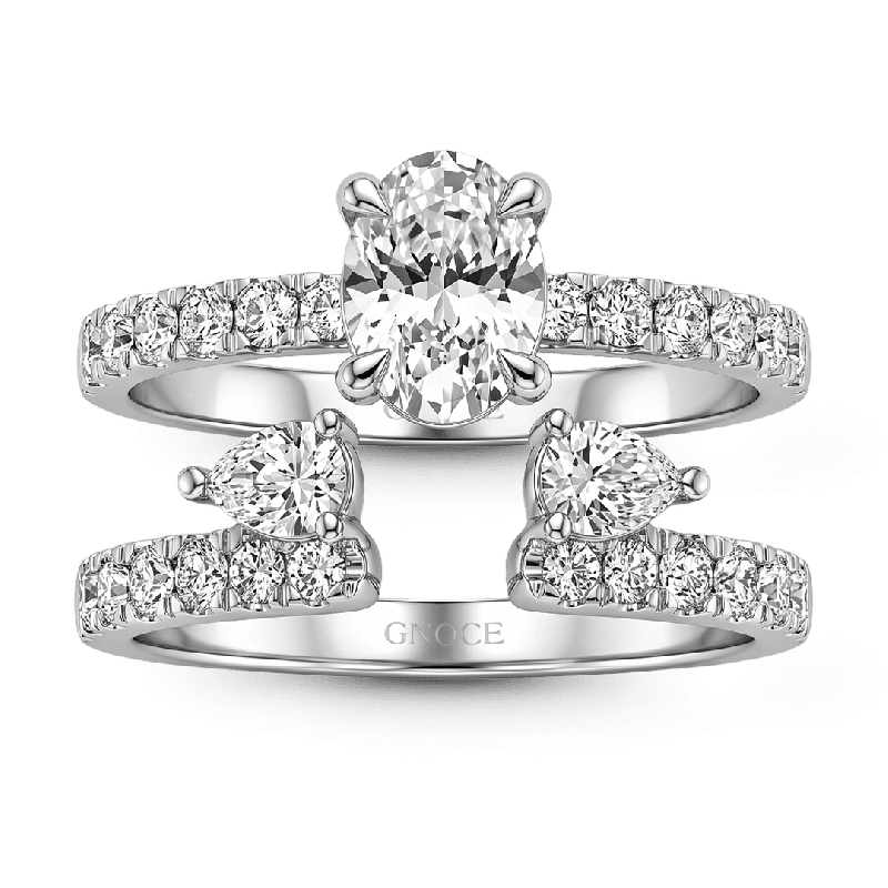 Set de anillos de moissanita de corte ovalado