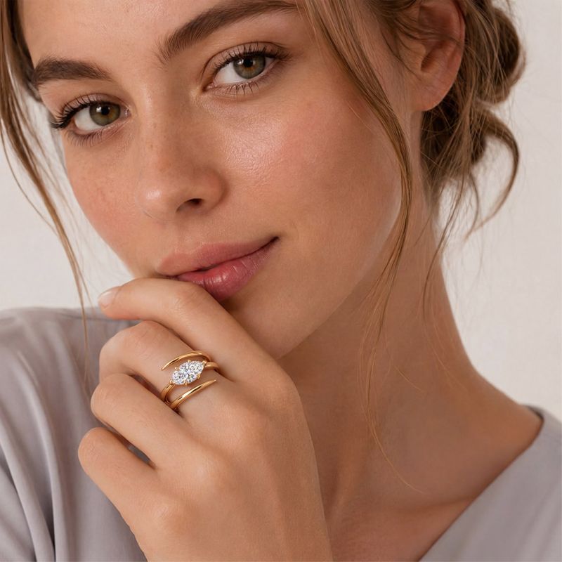 Anillo espiral de torsión de moissanita