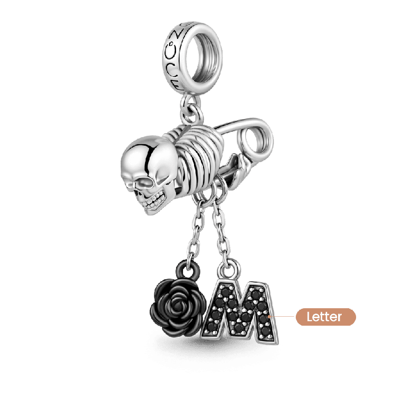 Amuleto colgante grabable con alfiler de calavera