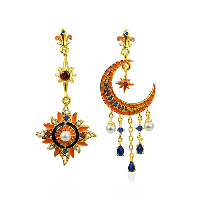 Pendientes Colgantes de Estrella Y Luna