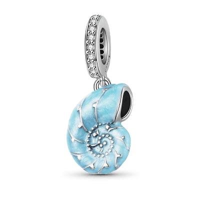 Charm Colgante Caracol de Mar Azul