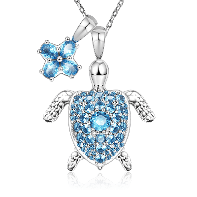 Collar Flor de Cerezo Y Tortuga Marina