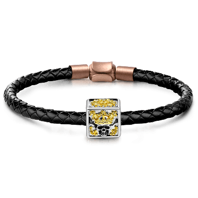 Pulsera charm colgante Rey Calavera