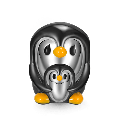 Charm Colgante Pingüino y Bebé