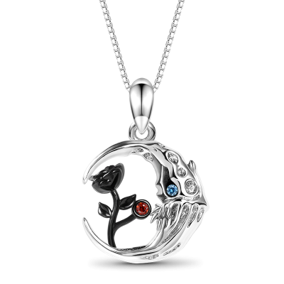 Collar Calavera Luna Rosa Flor