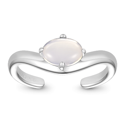 Anillo de piedra de luna ovalada