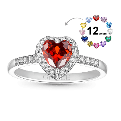 Anillo de piedra de nacimiento en forma de corazón