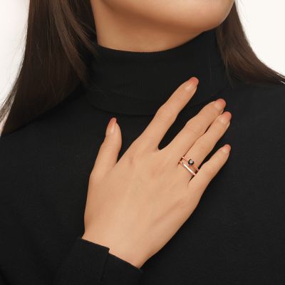 Anillo Apilable Corte Corazón Negro