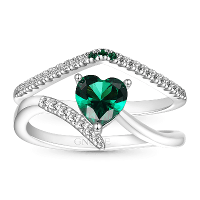 Anillo Corazón Esmeralda